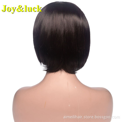 Black Bob Wig Wholesale Prices for Black Women Side Part Machine Made Natural Straight Short Bob Cut Wig Synthetic Hair Wigs